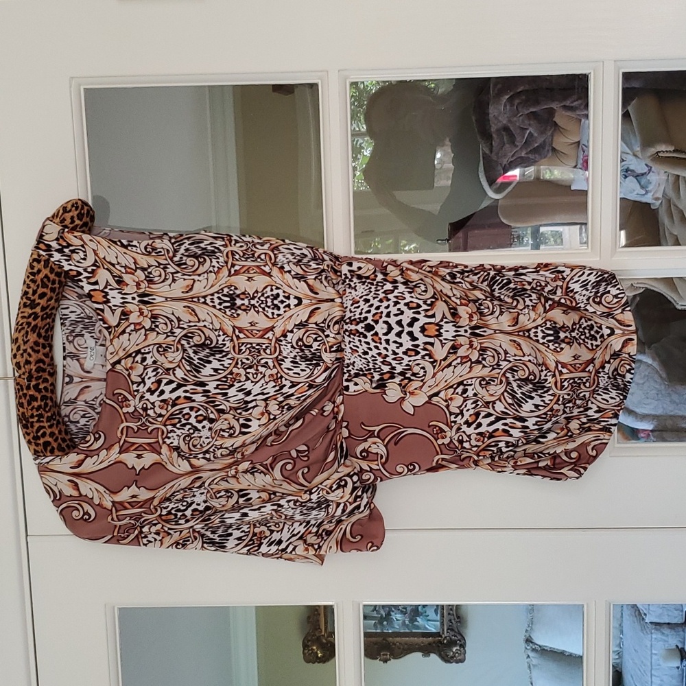 LEOPARD PRINT ROUCHED TUNIC TOP OR MINI DRESS